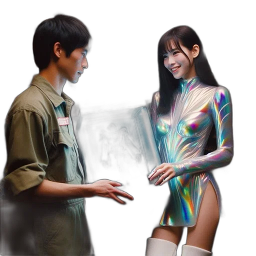 robot, photorealistic, fantasy art, oil painting transparent PNG cut-out