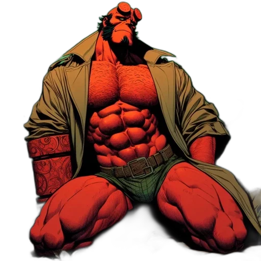 comic book art, concept art, red, anthropomorphic transparent PNG cut-out