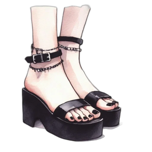 shoes, jewelry, watercolor, photorealistic transparent PNG cut-out