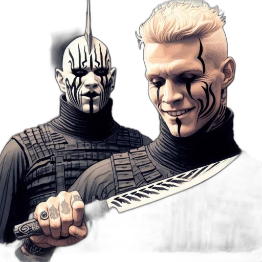mask, staff, weapon, comic book art transparent PNG cut-out