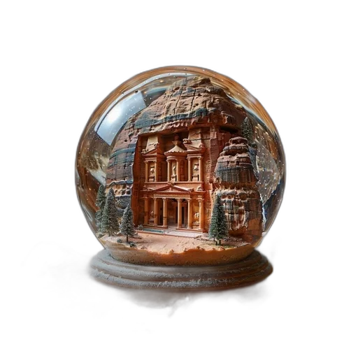 photorealistic, snow, globe, sits transparent PNG cut-out
