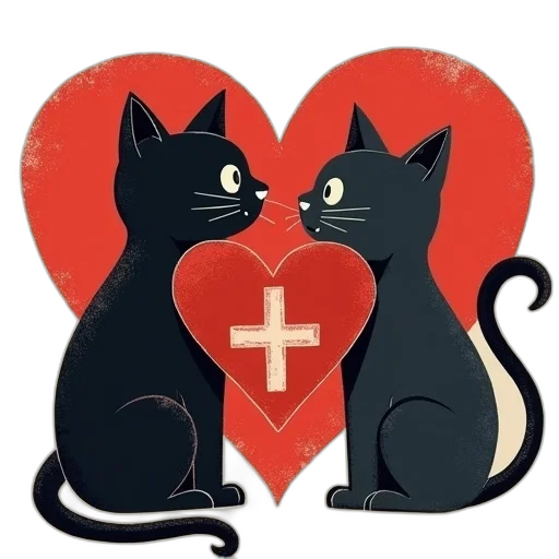 concept art, cartoon, two, cats transparent PNG cut-out