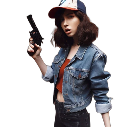 jacket, hat, weapon, staff transparent PNG cut-out