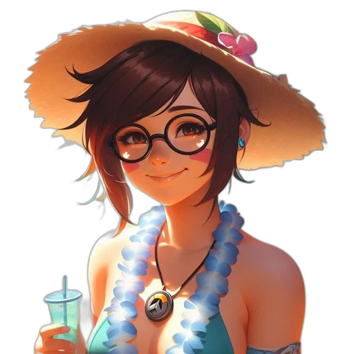 hat, dress, face, staff transparent PNG cut-out