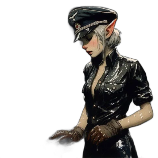 jacket, hat, staff, robot transparent PNG cut-out
