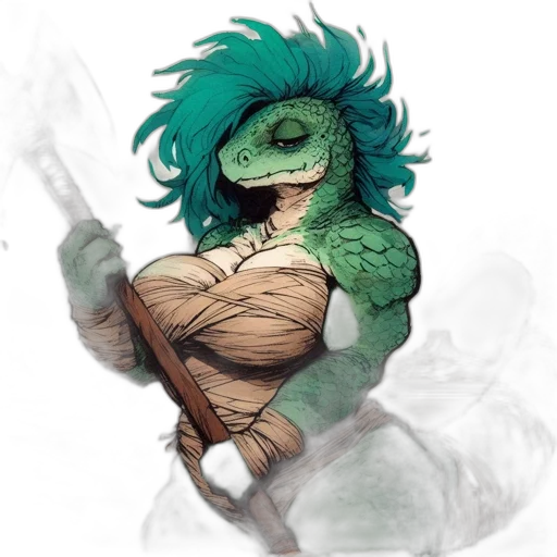 dragon, creature, mask, staff transparent PNG cut-out