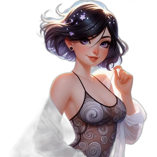 dress, jewelry, staff, fantasy art transparent PNG cut-out