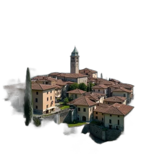 building, umbrella, photorealistic, 3d render transparent PNG cut-out