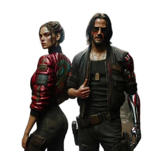 jacket, concept art, cyberpunk, comic book art transparent PNG cut-out