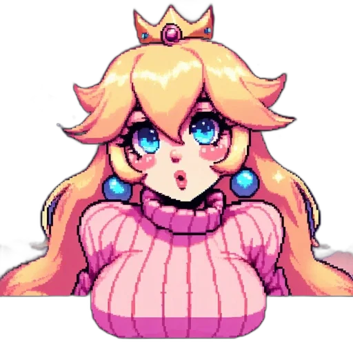 crown, dress, pixel art, anime transparent PNG cut-out