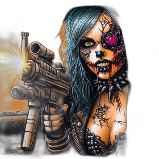 weapon, fantasy art, comic book art, cyberpunk transparent PNG cut-out