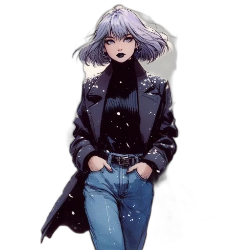 jacket, hair, robot, face transparent PNG cut-out