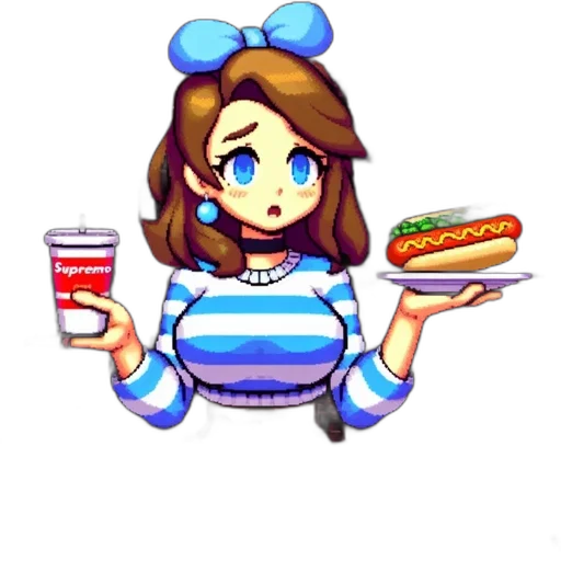 food, dress, robot, pixel art transparent PNG cut-out