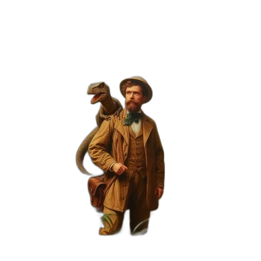 hat, jacket, staff, animal transparent PNG cut-out