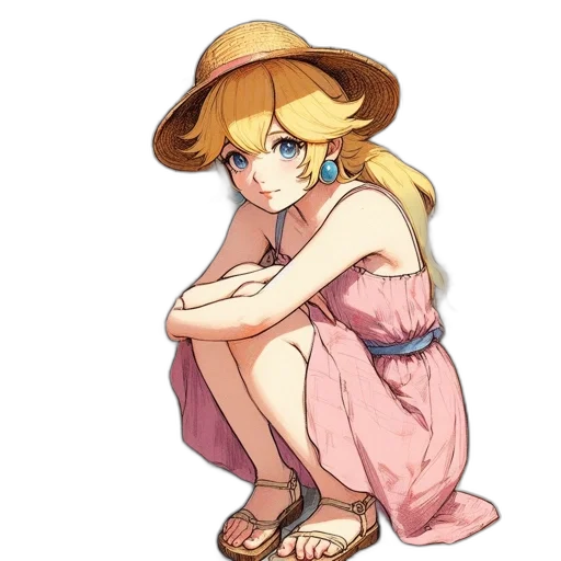 hat, dress, staff, flower transparent PNG cut-out
