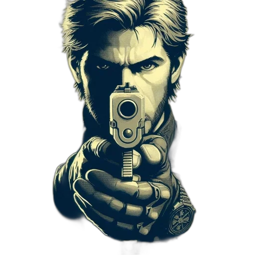 weapon, face, comic book art, concept art transparent PNG cut-out