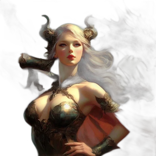 dragon, dress, face, staff transparent PNG cut-out