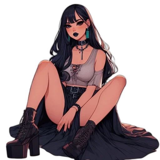 dress, shoes, jewelry, staff transparent PNG cut-out
