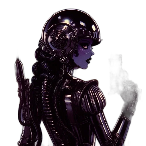 robot, staff, cyberpunk, concept art transparent PNG cut-out