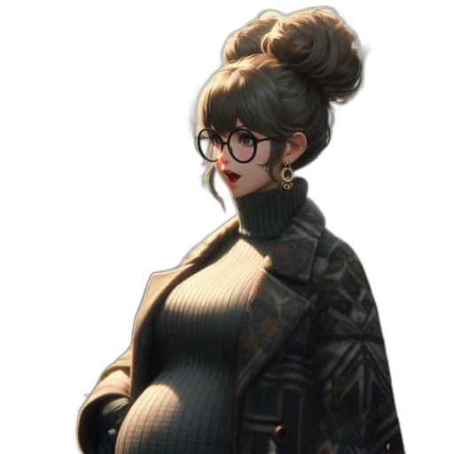 jacket, dress, staff, face transparent PNG cut-out