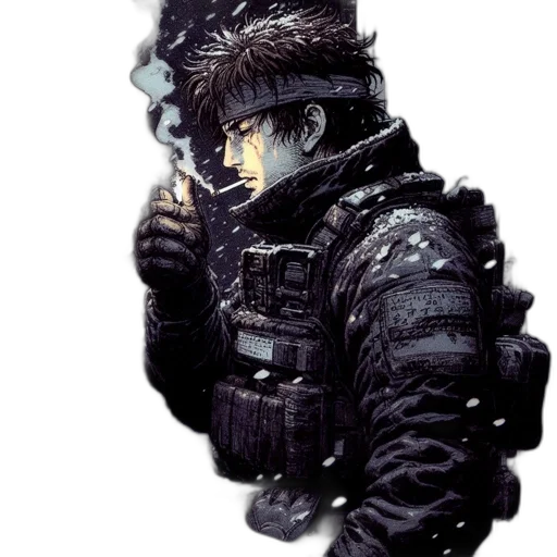 jacket, staff, weapon, hat transparent PNG cut-out