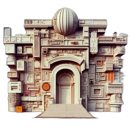 building, robot, concept art, 3d render transparent PNG cut-out