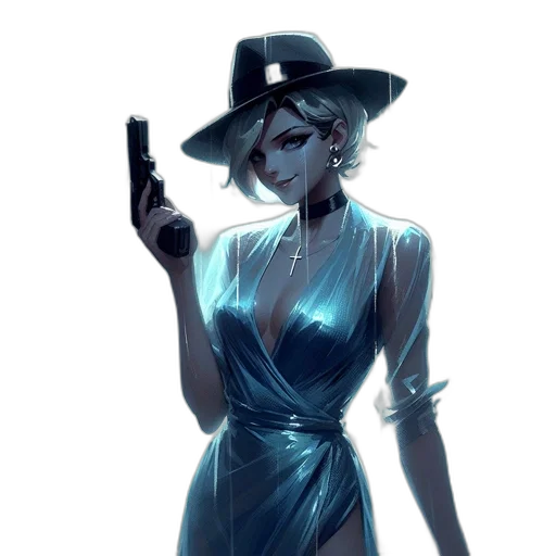 dress, hat, staff, weapon transparent PNG cut-out