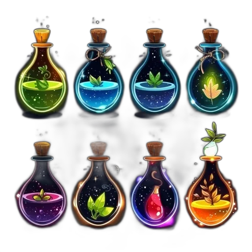bottle, fantasy art, concept art, 3d render transparent PNG cut-out