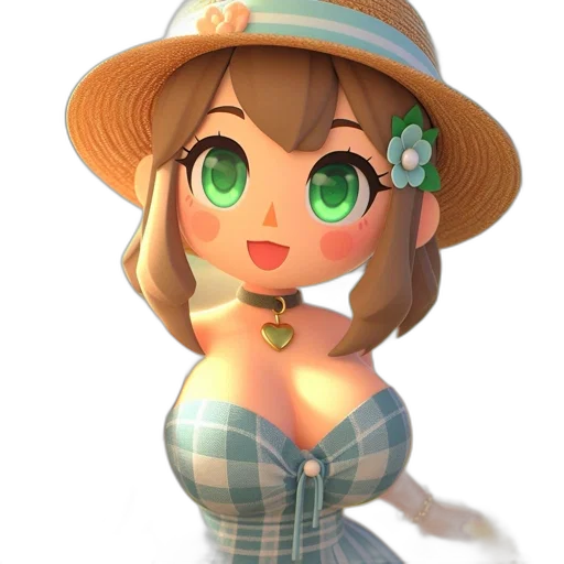 hat, dress, staff, flower transparent PNG cut-out