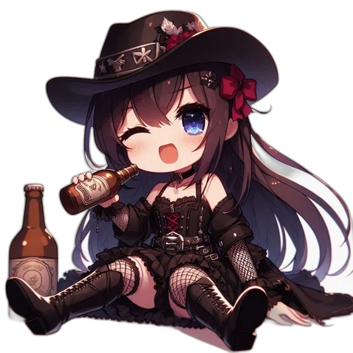 bottle, hat, weapon, staff transparent PNG cut-out