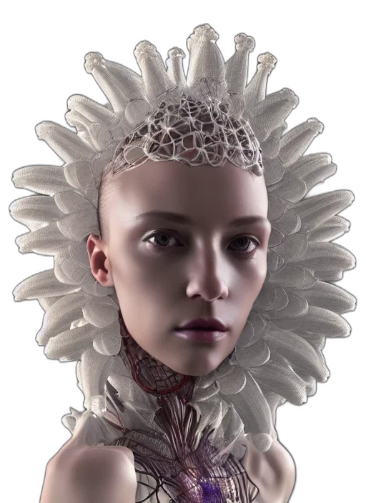 crown, robot, hair, face transparent PNG cut-out