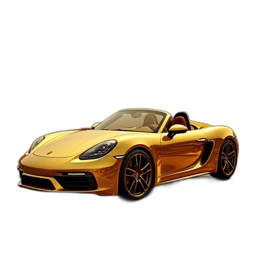 car, 3d render, photorealistic, golden transparent PNG cut-out