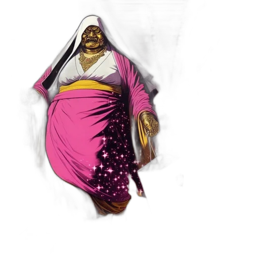 dress, creature, mask, staff transparent PNG cut-out