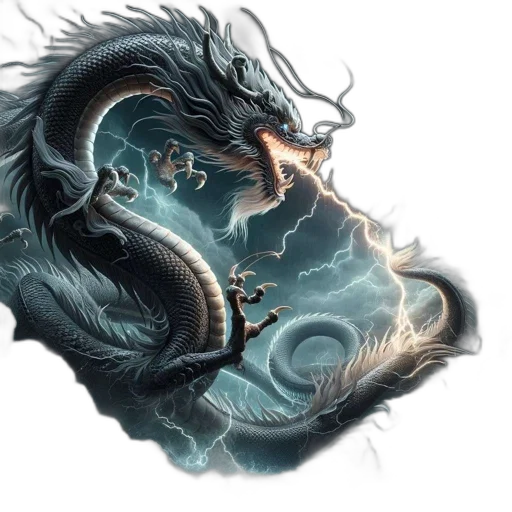 dragon, creature, sword, hair transparent PNG cut-out