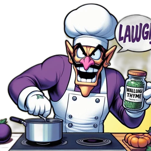 food, concept art, animated, waluigi-like transparent PNG cut-out