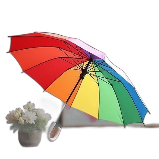 umbrella, staff, hat, 3d render transparent PNG cut-out