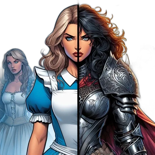 comic book art, concept art, fantasy art, two transparent PNG cut-out