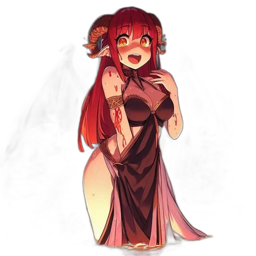 dress, staff, dragon, anime transparent PNG cut-out