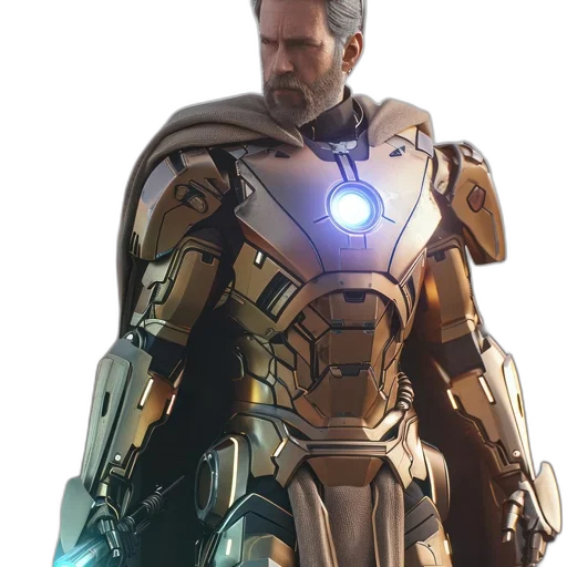 robot, weapon, jacket, staff transparent PNG cut-out