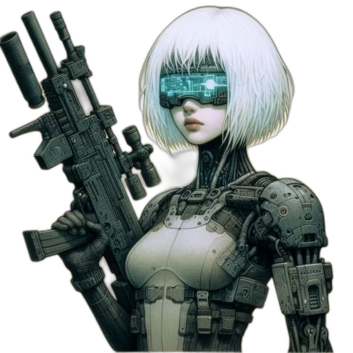 robot, weapon, cyberpunk, concept art transparent PNG cut-out