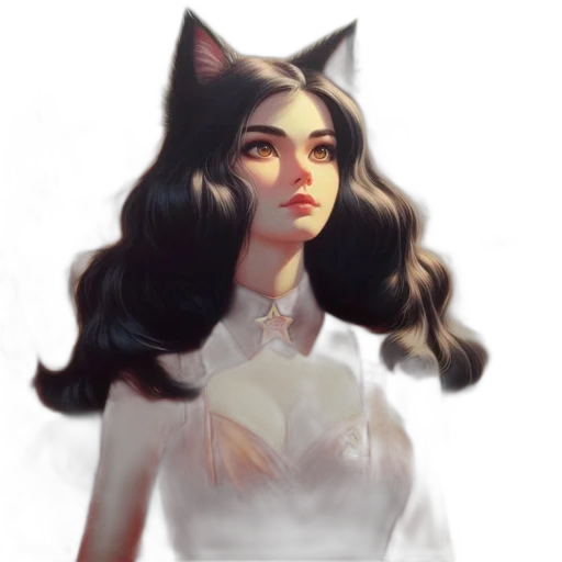 dress, staff, face, creature transparent PNG cut-out