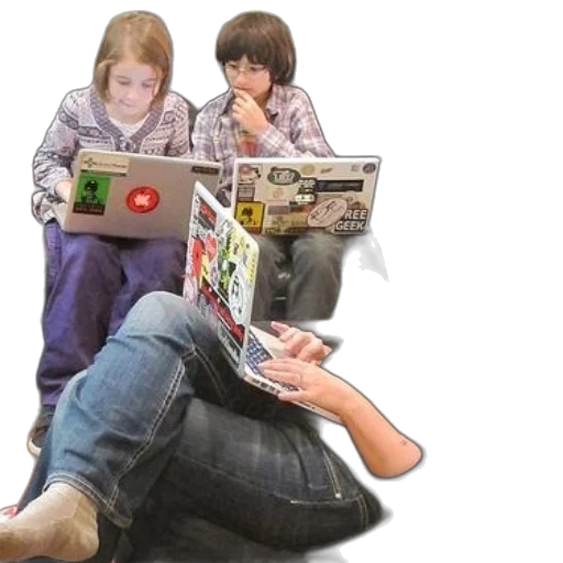 3d render, family, three, sits transparent PNG cut-out