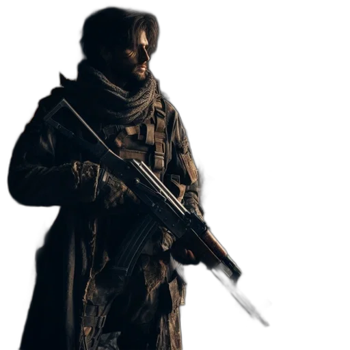 weapon, jacket, staff, concept art transparent PNG cut-out