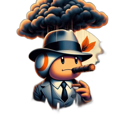 umbrella, hat, jacket, staff transparent PNG cut-out