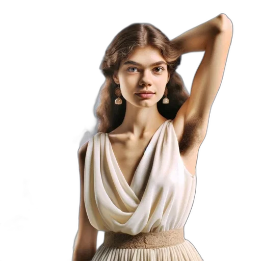dress, jewelry, face, photorealistic transparent PNG cut-out