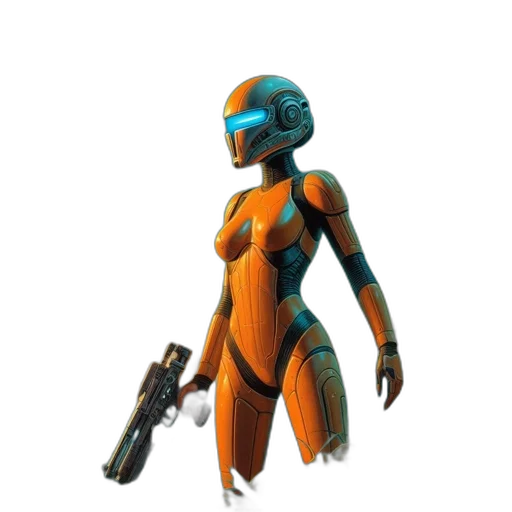robot, weapon, concept art, 3d render transparent PNG cut-out