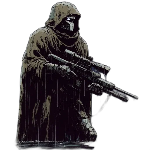 weapon, jacket, mask, staff transparent PNG cut-out