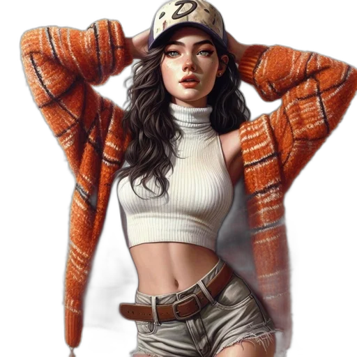 jacket, hat, photorealistic, fantasy art transparent PNG cut-out