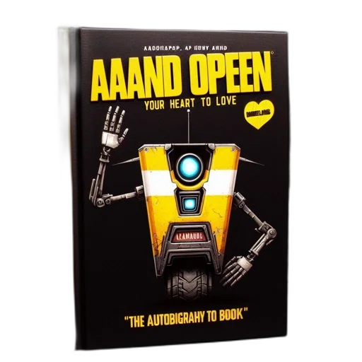 robot, book, cover, shows transparent PNG cut-out
