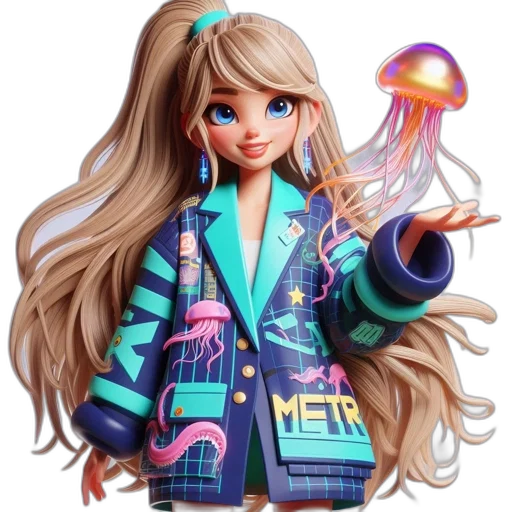 jacket, jewelry, hair, cartoon transparent PNG cut-out